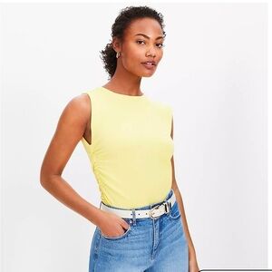 LOFT Ruched Tank Top Yellow Sleeveless Women's Top